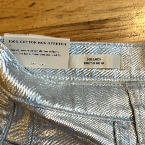 NWT Universal Thread 90s Baggy Metallic Silver Cotton Jeans - Women’s 0 Long - Picture 4 of 16